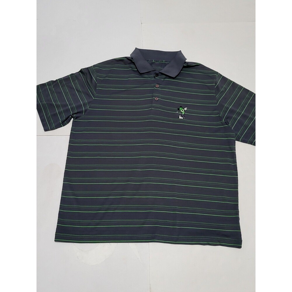 (#A1) Mickey Mouse Short Sleeve Golf  Polo Shirt Size Men's Large Gray/ Stripes